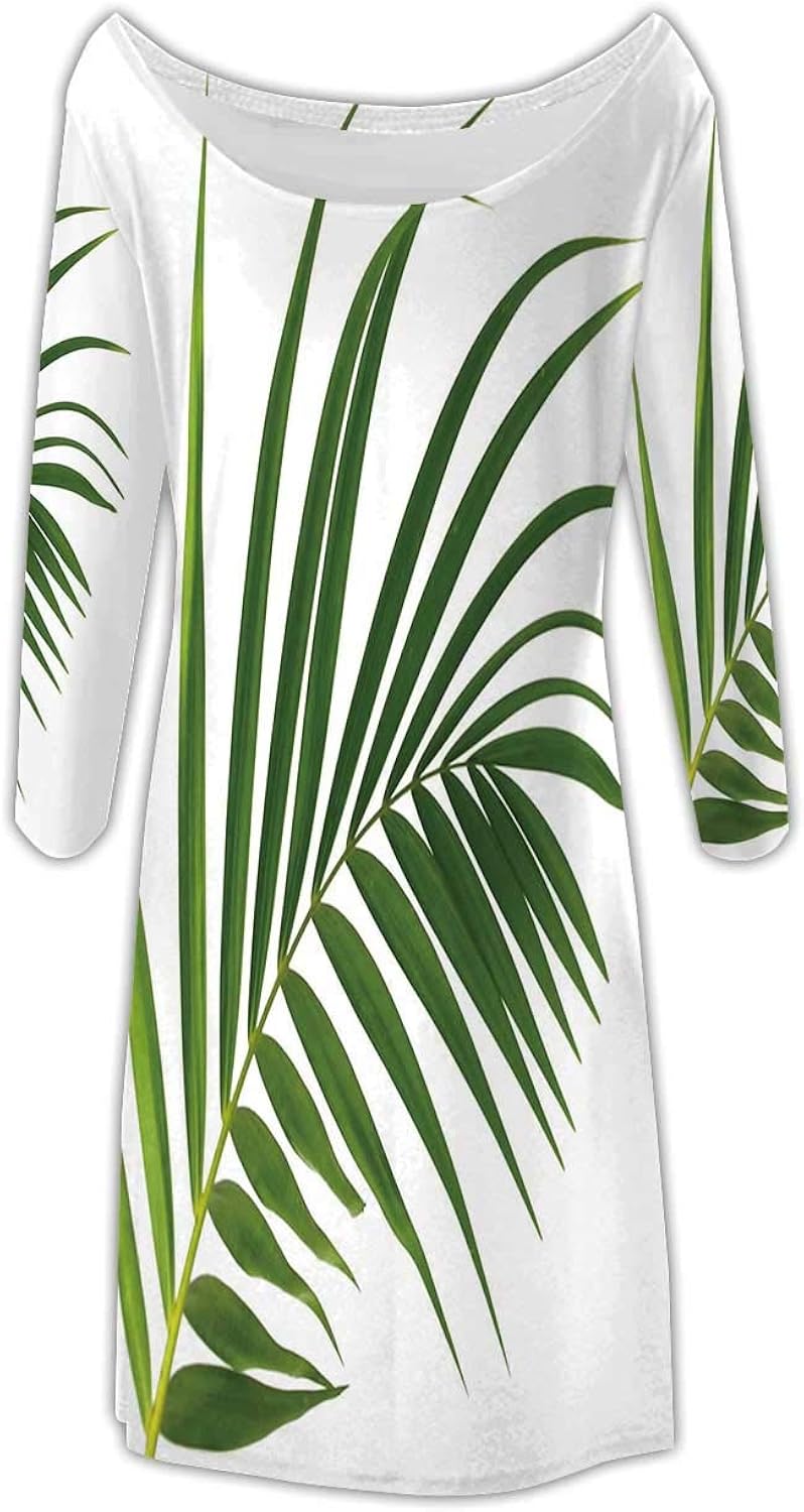 Deer Forest Snow mas Winter Seasonpaper Vector Womens Comfy Swing Tunic Long Sleeve T Shirt Dress,29548o for Party,XS