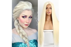 Akkya Long Blonde Wig for Women Halloween Cosplay Straight Colored Synthetic Hair for Women Party Costume(28inch,Blonde)