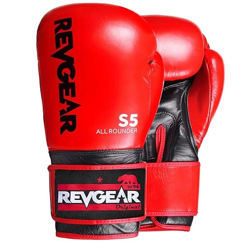 Revgear S5 Leather Muay Thai & Kickboxing Gloves with Handwrap ...