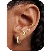 ORAZIO Small Gold Hoop Earrings for Women Hypoallergenic 14K Gold Plated Chunky Huggie Earring Sets for Multiple Piercing Dainty Earing Stacks Set Cute Silver Cartilage Jewelry Trendy Gifts