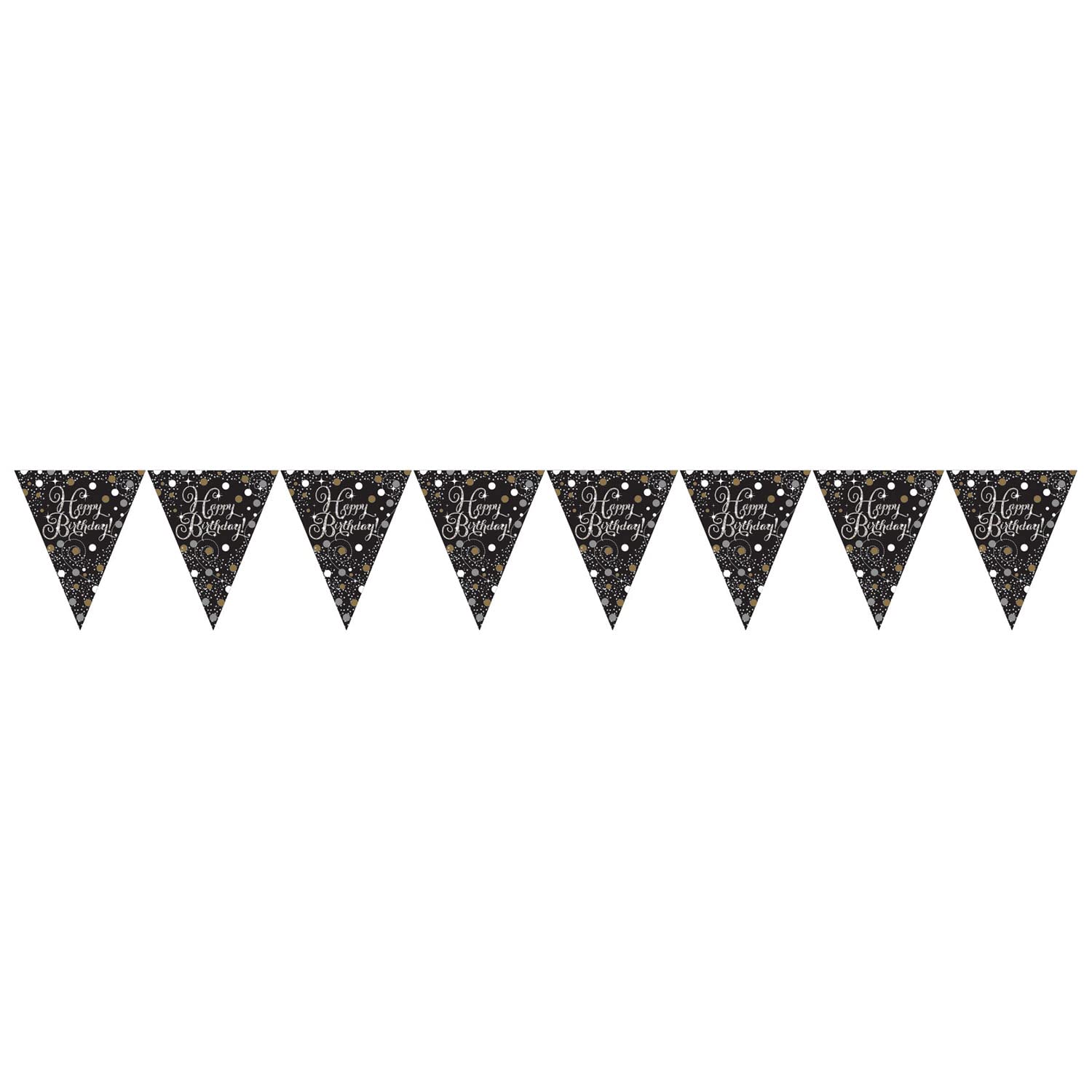 (PKT) Gold Celebration Plastic Pennant Bunting — image 1