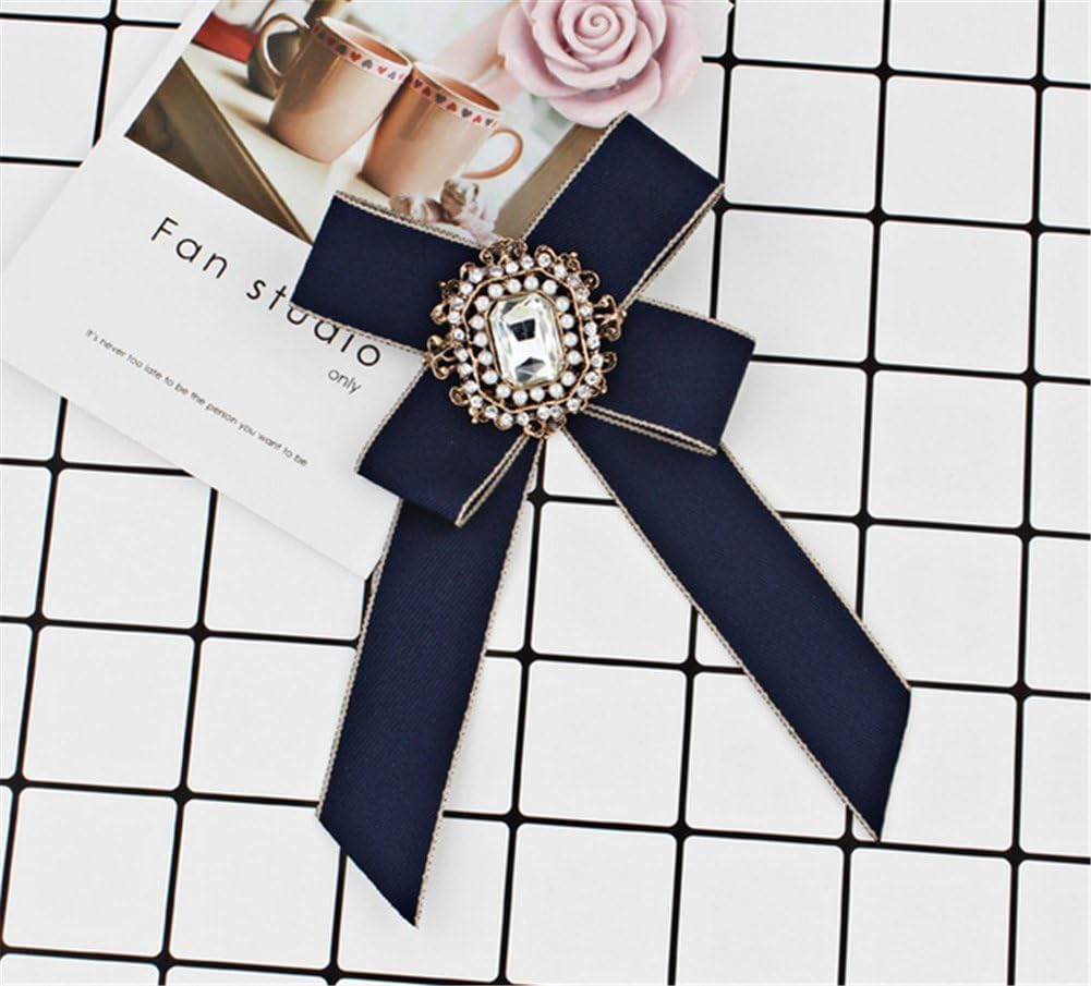 Spilla A Fiocco Con Strass E Perle | Nastro Pre-legato Regolabile | Donna Per Matrimonio, Festa, Natale | Colori Vari