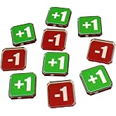 LITKO +1 / -1 Modifier Tokens | Compatible with Warhammer 40K | Set of 10 | Set of 10 | 18mm beveled square, UV-printed | Green boost &amp; red penalty faces | Built for 10th Edition