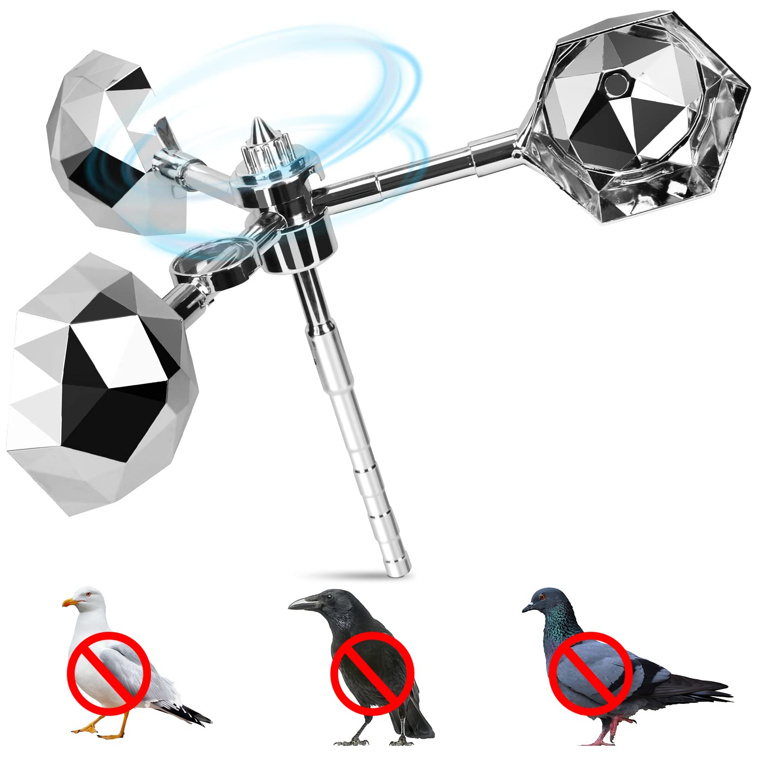 YIKEDAN Bird Deterrent Reflective Spinning Device, Bird Scarer Bird Control for Seagull Pigeon Woodpeckers and Other Birds Away, Harmless Bird Repellent Product to Keep the Birds Away from Garden
