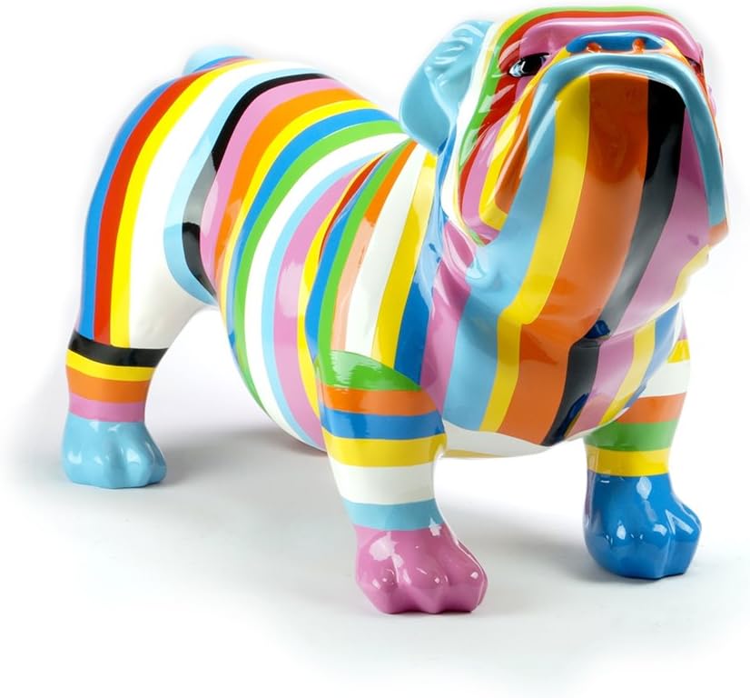 English Bulldog Rainbow Statue - Resin Sculpture Ornament - 24 x 14 x 10 inch