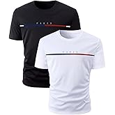 SOLY HUX Men's Letter Graphic Tee Tops Classic Short Sleeve Crew Neck T-Shirts 2 Piece
