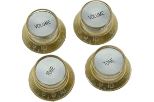 Dopro Set of 4 LP Guitar Reflector Knobs Gold with Chrome Cap Top Hat Knobs for SG Epiphone Les Paul