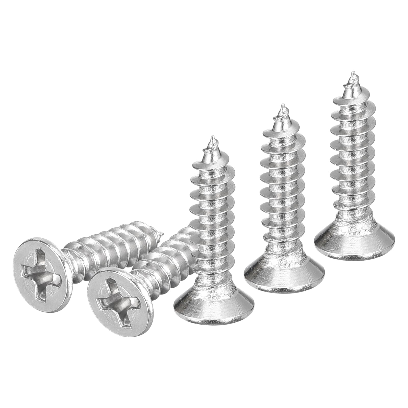 DTGN 100Pcs M4.2x18mm Flat Head Wood Screws, 304 Stainless Steel Phillips Self Tapping Screws - Good for Woodworking, Furniture - Silver — image 1