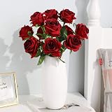 Veryhome 10 Pcs Artificial Silk Roses 8CM Single Stem Blooming Wedding Bouquet view 5