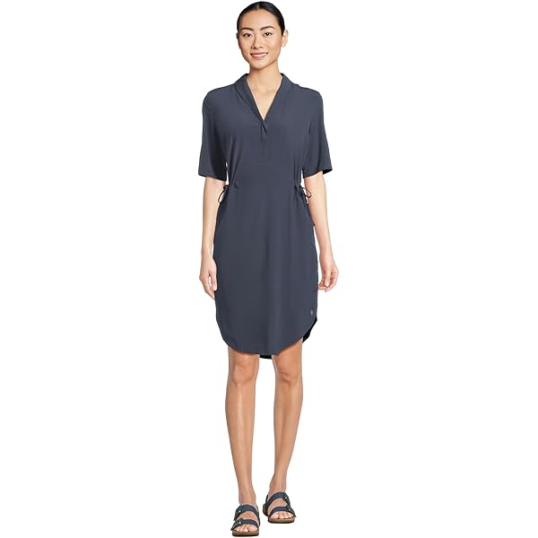 korean short dress styles Tika Korean Dress Collar Design Waist Belt Short Sleeve Puff Sleeve Fl main image 0