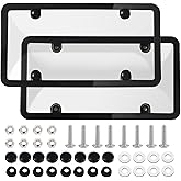 License Plate Covers & Frames, 2 Pack Black License Plate Covers and Frames Combo, Car Exterior Accessories, Unbreakable Car Licence Plate Frame Protector Fits Any Standard US Plates with Screws Caps
