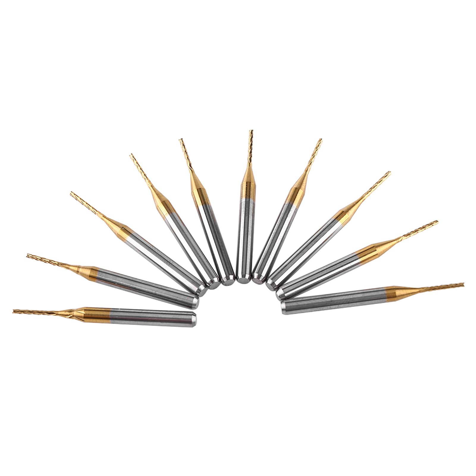 10pcs Coated Tungsten Carbide End Mill Engraving Bits, High Hardness, Wear Resistance, for Circuit Boards, Stainless Steel and Copper, Smooth Process