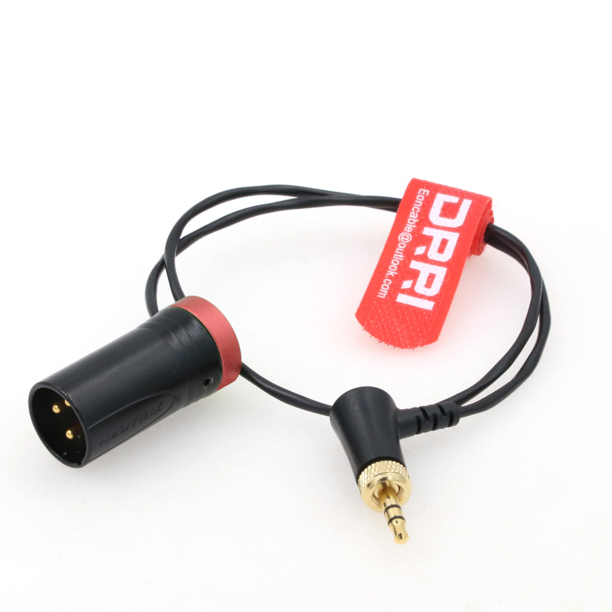 DRRI Low-Profile XLR NEUTRIK 3-Pin to Locking 3.5mm Audio Cable for Sony- UWP Wireless D11 D21,EK 2000, EK 500 G4 (Red Cover)