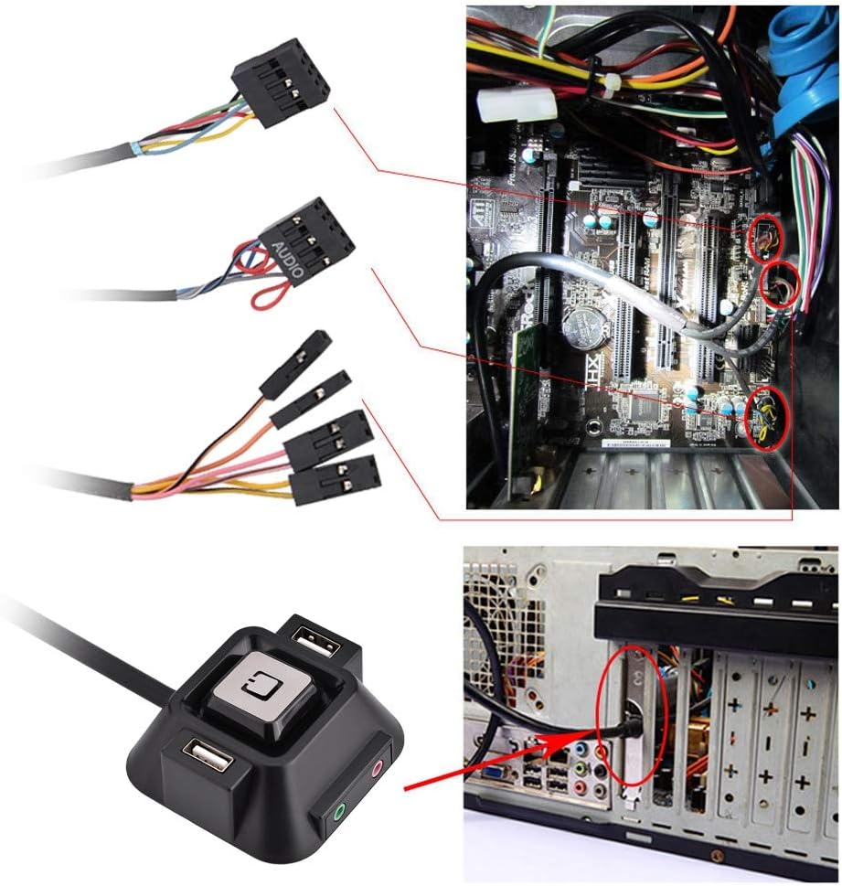 Yosooo Desktop PC case Switch Dual USB Ports Power Reset