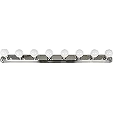 Sunlite 45325 Art Deco Style Chrome Vanity Light Fixture, 48-Inch, 8 Medium Base Sockets (Bulbs Not Included), Dimmable, UL L