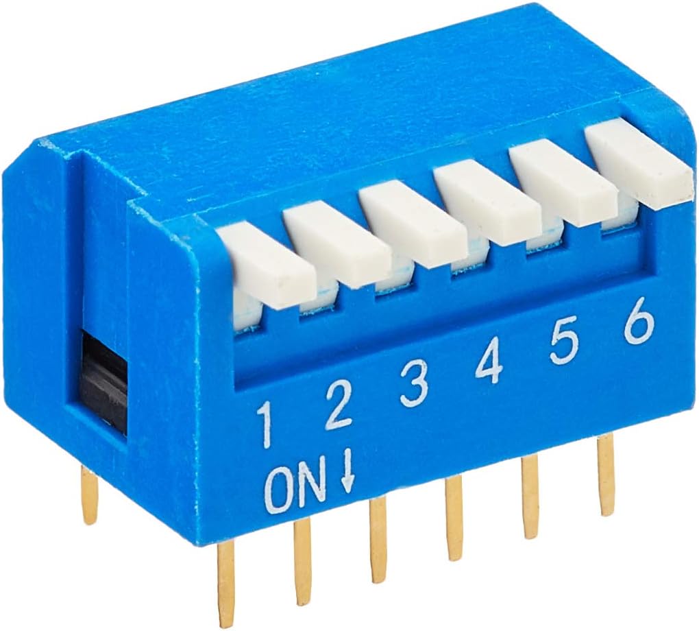 DeLock DIP Toggle Switch Piano 6 Digit 2.54 mm Grid Mass THT Vertical Blue 10 Pieces