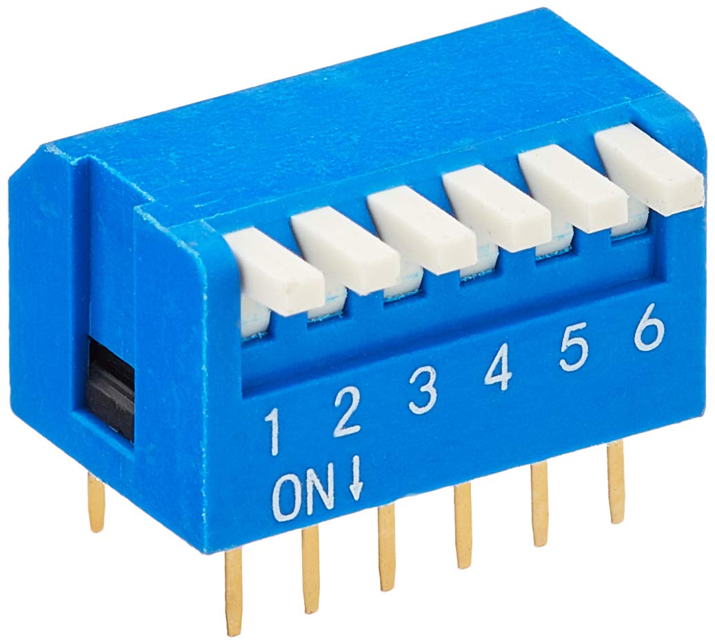 DeLock DIP Toggle Switch Piano 6 Digit 2.54 mm Grid Mass THT Vertical Blue 10 Pieces