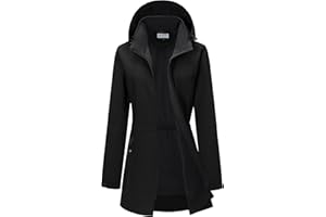 33,000ft Women's Waterproof Softshell Long Rain Jacket with Hood Fleece Lined Windproof Windbreaker