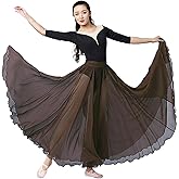 Z&X Women's Lyrical Dance Skirt Gradient Color Chiffon Long Swing Sheer Wrap Skirts for Modern Ballet Performance