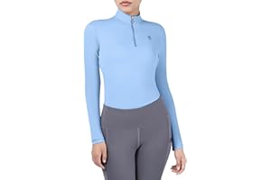 Harrison Howard Women's Equestrian Sweat Absorption Quick Drying Horse Riding Long Sleeve Shirt 1/4 Zip Base Layer