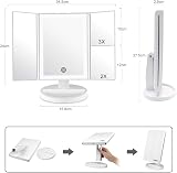 WEILY LED Makeup Vanity Mirror Tri-Fold 1x 2x 3x Touch Screen White view 3