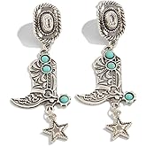 Western Cowgirl Earrings for Women Cowboy Hat Boot Drop Earrings Turquoise Boot Cactus Star Heart Earring Country Western Jewelry Gift