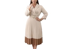 Women's Suit Skirt Set Dressy Plus Size Business Suits, Pleated Dresses for Women 2025 with Belt, Women's V Neck Shirt Dress