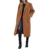 Saodimallsu Womens Winter Double Breasted Pea Coats Long Trench Coat Casual Work Office Overcoat with Pocket
