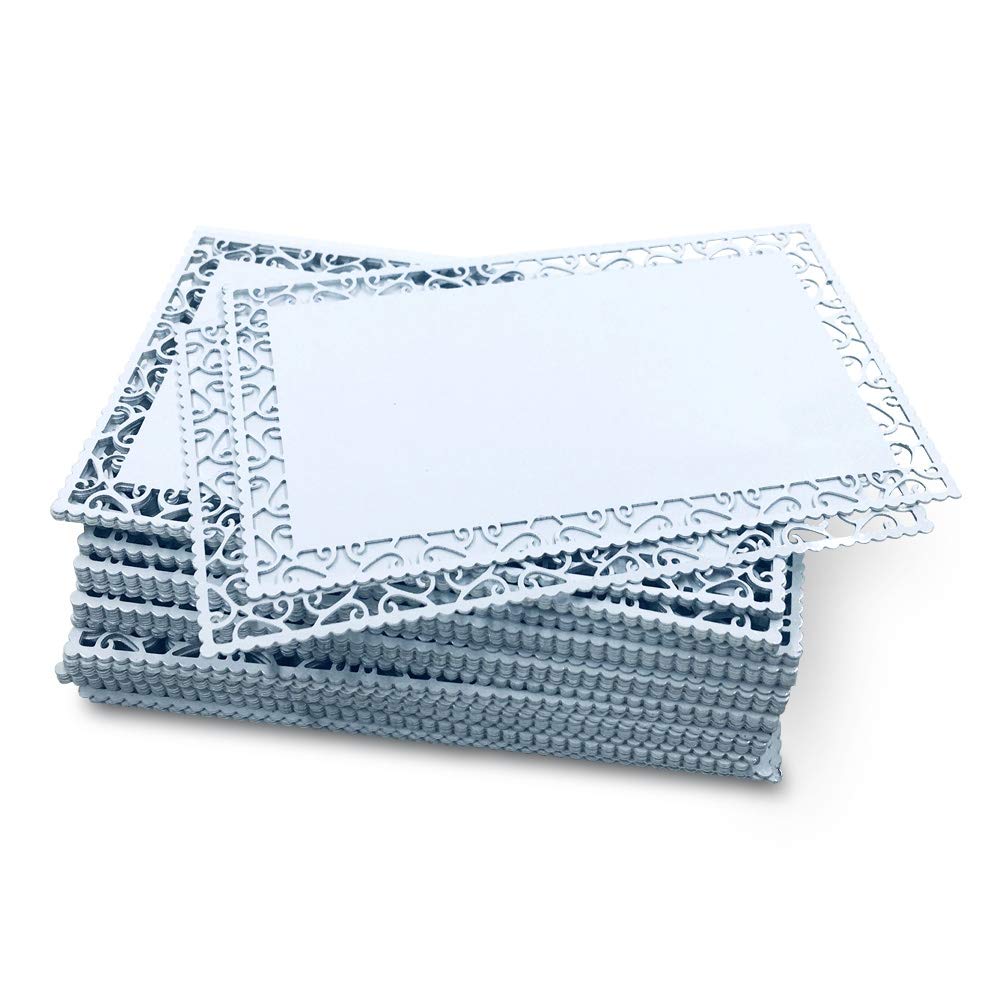 Ebamaz 50pcs Thick 0.45mm Sublimation Metal Business Cards Aluminum Blanks 3.4x2.1X0.018 inch for Color Print/UV Print/Custom Laser Engrave (Pearl White Hollow Cut Edge)