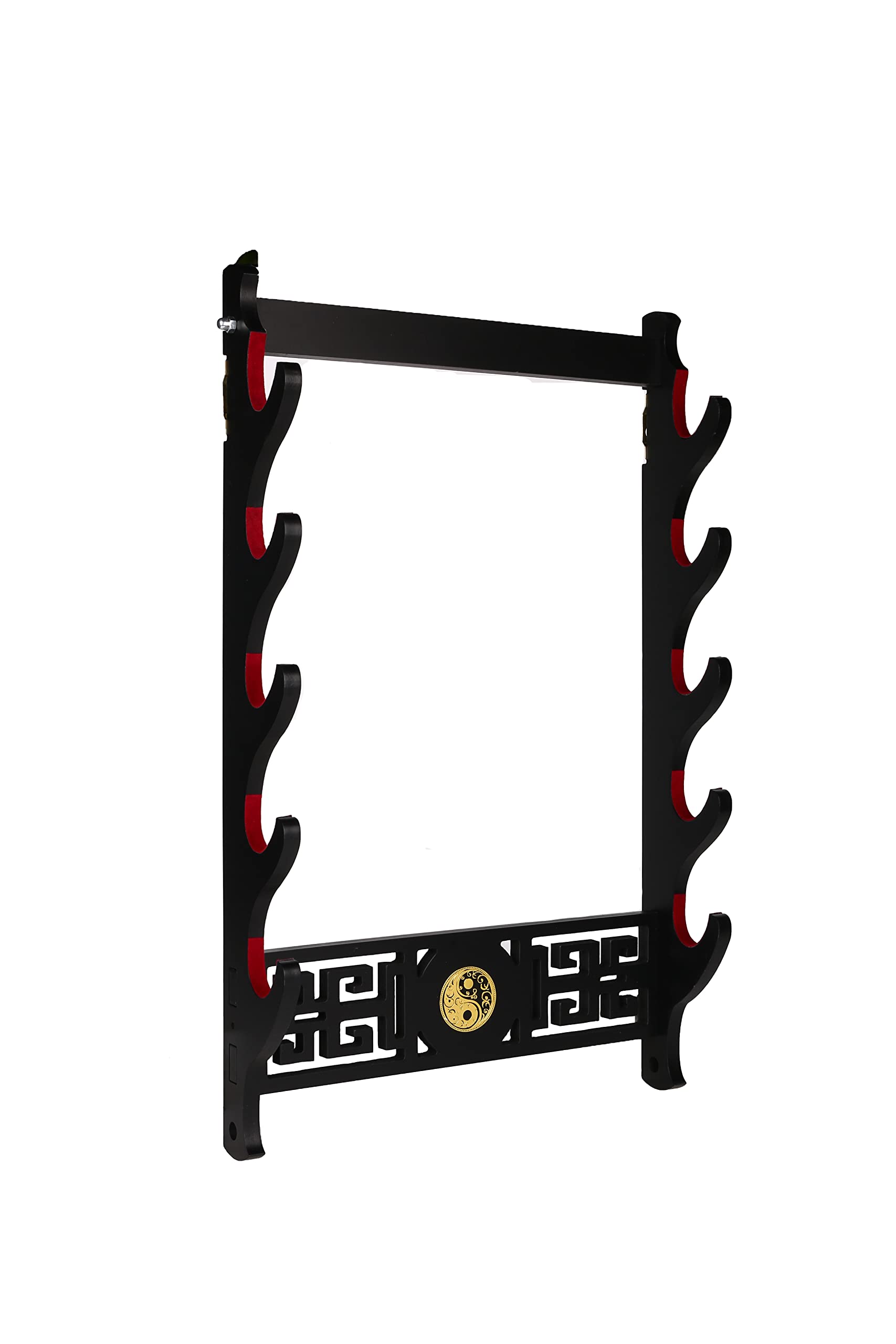 Dfdvye Sword Holder Katana Wall Mount - 5-Tier Tai Chi icon Velvet Padded Katana Holder Samurai Sword Display Rack Wand Lightsabe Wakizashi Sword Stand Display Hanger