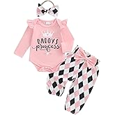 Afunbaby Newborn Girl Clothes Coming Home Outfit Ruffle Sleeve Romper Bloomers Pants Set Infant Outfits for Girls