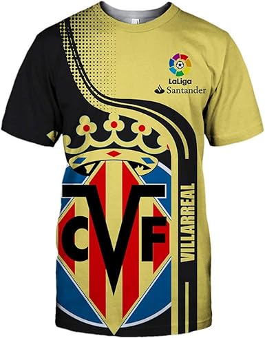 Camisa De Manga Corta De Cuello Redondo De Verano para Hombre Camiseta De Jersey De Villarreal