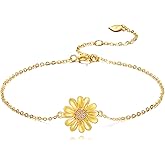 KECHO 14k Yellow Gold Butterfly/Dragonfly/Frog/Sunflower/Daisy/Tree of life/Moon/Clover Bracelet Anklet for Women