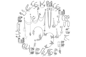 CONGYING 81 Pcs Ear Cuff Helix Cartilage Ear Clip on Wrap Earrings Ear Cuffs for Women Men Non Piercing Ear Clip Fake Earrings Cartilage(Gold/Silver/Black)