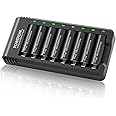 POWEROWL Goldtop Rechargeable AA Batteries PRO w/ 8 Bay Charger, High Capacity 2800mAh, Premium NiMH Double A Battery -8 Count