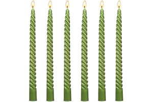 BEILISEN 6 Pack 10 Inch Olive-Green Spiral Taper Candles for Christmas and Spring Home Decoration, Unscented Dripless Twisted Candlesticks for Dinner St. Patrick's Day Earth Day and Garden Parties