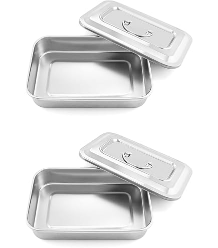 Lot De 2 Petits Plateaux En Inox 304 - 22.6x11.8x2 Cm - Pour Outils Dentaires, Tatouage, Organisateur Salle De Bain