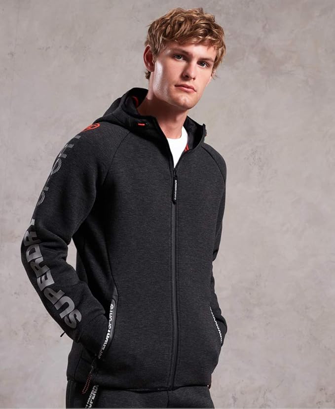 gym tech stretch block zip hoodie