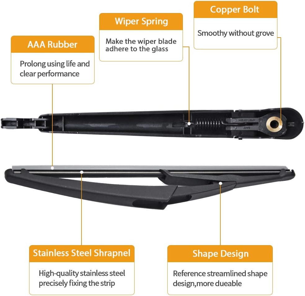 MIKKUPPA Rear Wiper Arm Blade, Replacement For Fiat 500 2007-2018 Hatchback, Back Windscreen Wiper Assembly Replacement - Image 4