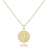 SUFOPE Initial Necklaces for Women Round Cubic Zirconia Letter A-Z Pendant 14K Gold Plated Necklace Dainty Personalized Monogram Name Jewelry for Women Gifts Trendy