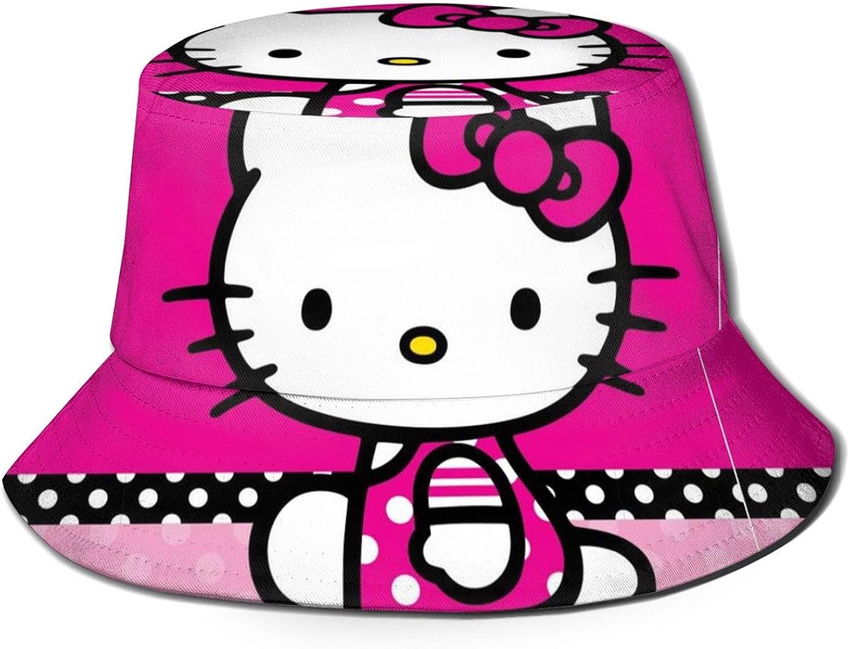 Hello Kitty Bucket Hat Fisherman's Hats Unisex Printed DoubleSided Bucket Hats Summer Fashion