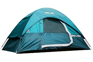 Golabs CT1 2 Person Camping Tent, Easy Set Up in 3 Mins, PU1500mm Waterproof w/Mesh Top & Door with Ventilation, Lightweight 4.4lbs Portable Family Tent with Carry Bag &Interior Storage Pockets &Hook
