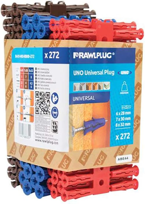 Rawlplug 68-635 Uno Plug Clip (Pack of 272) - Red / Brown / Blue, Red/Brown/Blue, 1 - Pack
