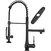 GIMILI Matte Black Kitchen Faucet with Pull Down Sprayer Single Handle High Pressure Kitchen Sink Faucet Commercial Double-Headed Kitchen Faucets