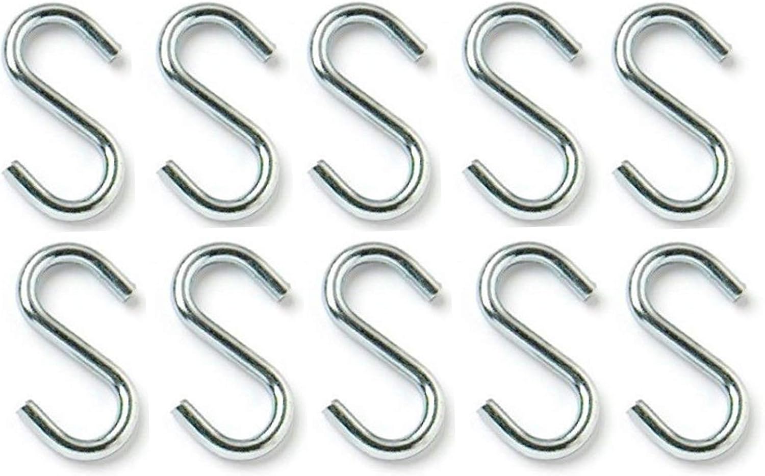 fiXte® Multifunctional BZP Steel S Hooks (50mm, 10), Silver