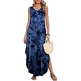 BELAROI Womens Plus Size Maxi Dress Sundress Summer Casual Sleeveless Scoop Neck Pockets Beach Swimsuit Coverup Loose Outfits
