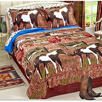 High Quality Pink Pony Bandana Horse Print Twin Comforter Set 6