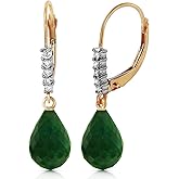 Galaxy Gold GG 14k Solid Gold Diamond Leverback Earrings with Natural Emeralds