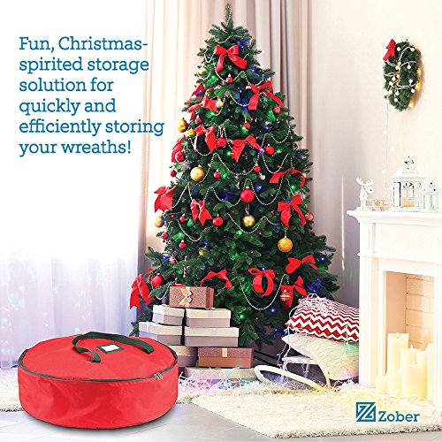 image for Zober Premium 600D Polyester Wreath Storage Bag - Tear Resistant Fabri