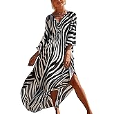 Bsubseach Womens Animal Print Kaftan Dresses Plus Size Caftans Swimwear Coverups 2025 Summer Bathing Suit Maxi Beach Dress